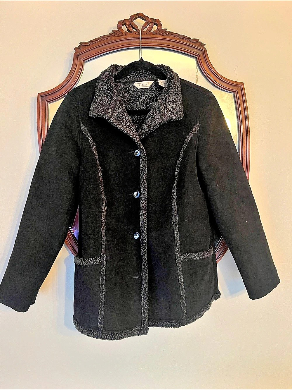 L.L.Bean Women'Small Black Sherpa-Lined Coat Size Small
